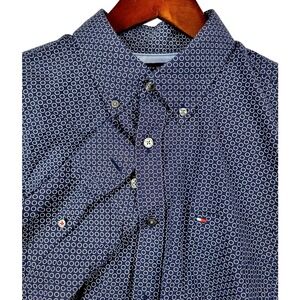 Tommy Hilfiger Men's Navy Blue Circle Print‎ Button Down Shirt - L/G